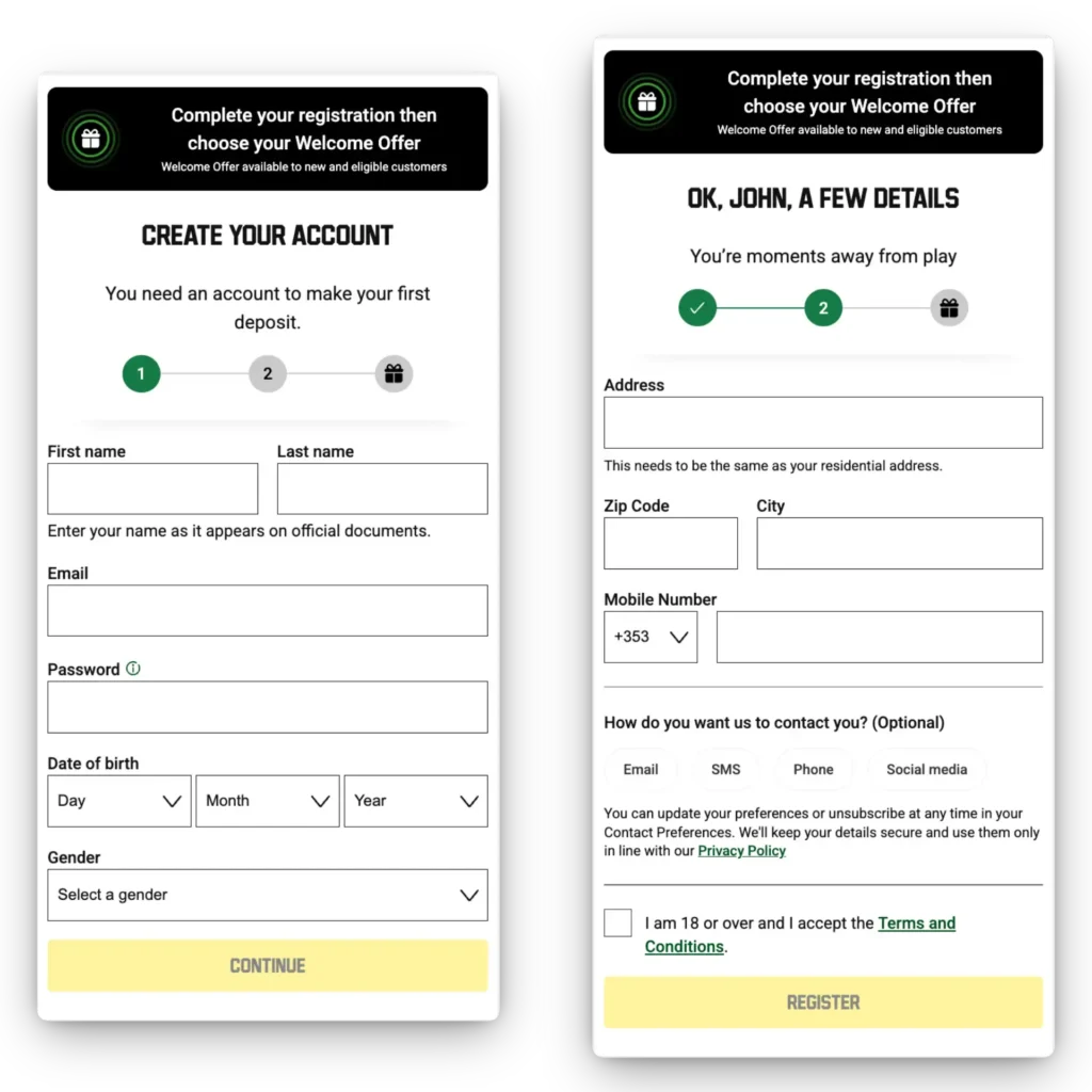 Unibet sign up